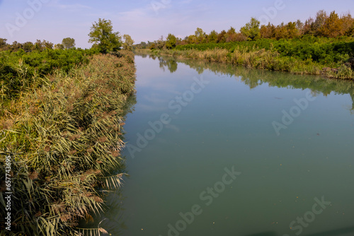 Obraz na płótnie Nature shot of Tagliamento river in Pertegada area in Friuli Venezia Giulia, Italy w salonie
