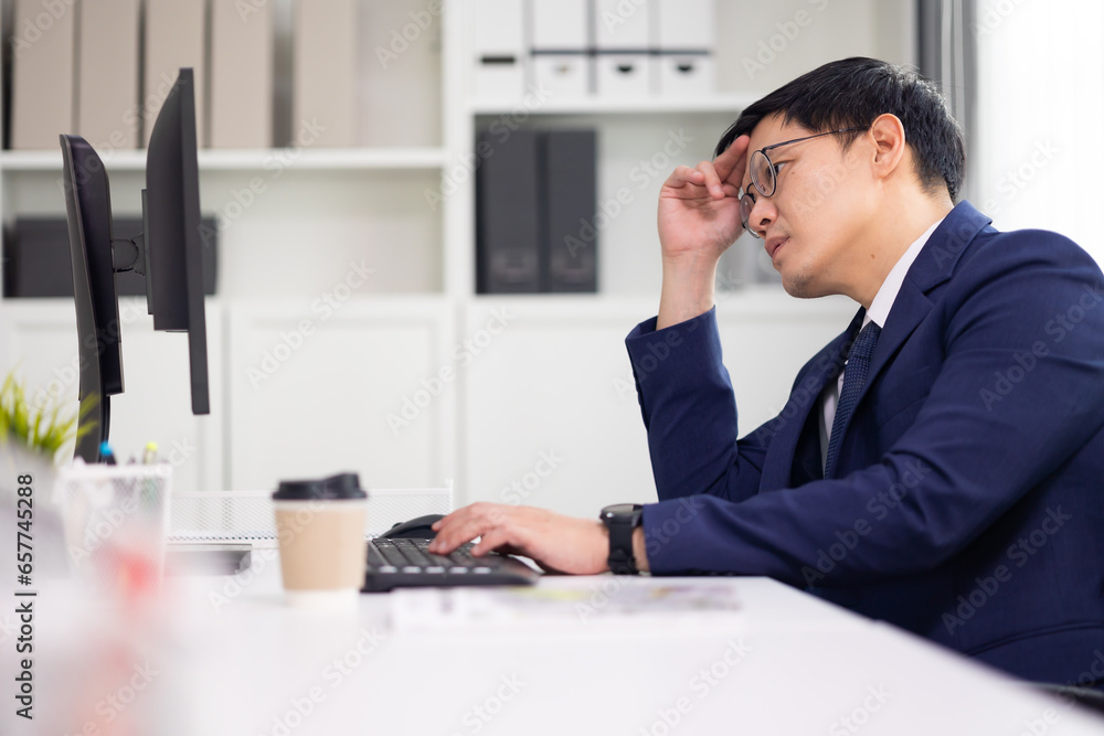 Portrait asian businessman in formal suit. Male working at at coworking space home office Portrait asian businessman in formal suit. Male working at at coworking space home office
