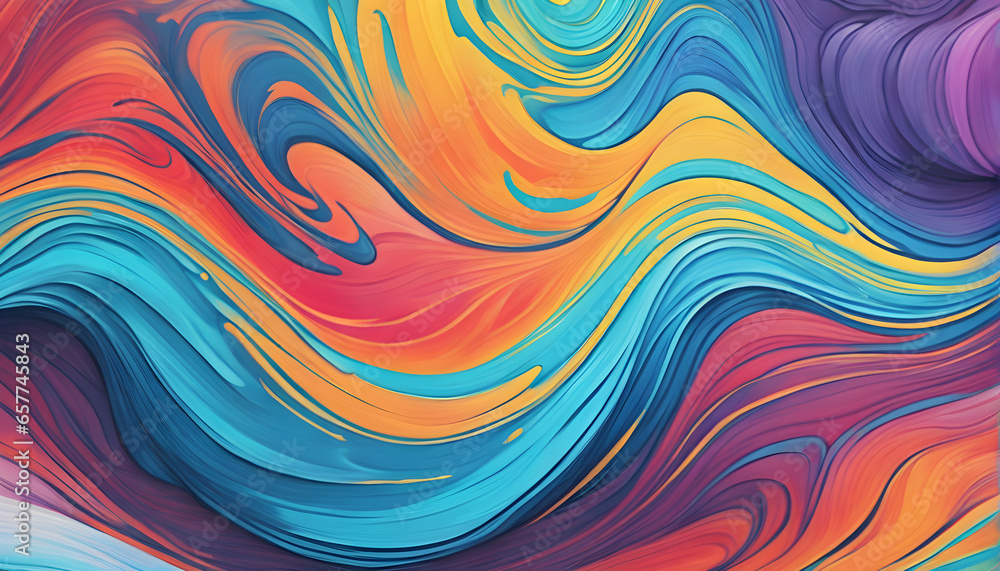 Abstract marbled acrylic paint ink painted waves painting texture colorful background banner