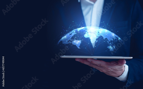 Global network connection.Big data analysis and business concepts, digital connectivity technology, e-commerce, social networks, cryptocurrency, blockchain, digital transformation, IoT.