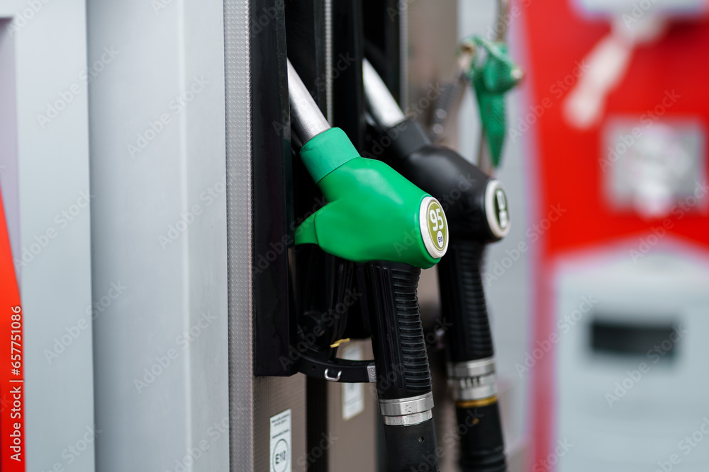gas pump nozzles at gas station gas pump nozzles at gas station