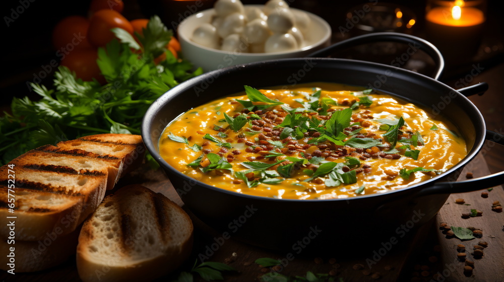 Corn soup with garlic, sweet corn, chili and coriander Corn soup with garlic, sweet corn, chili and coriander