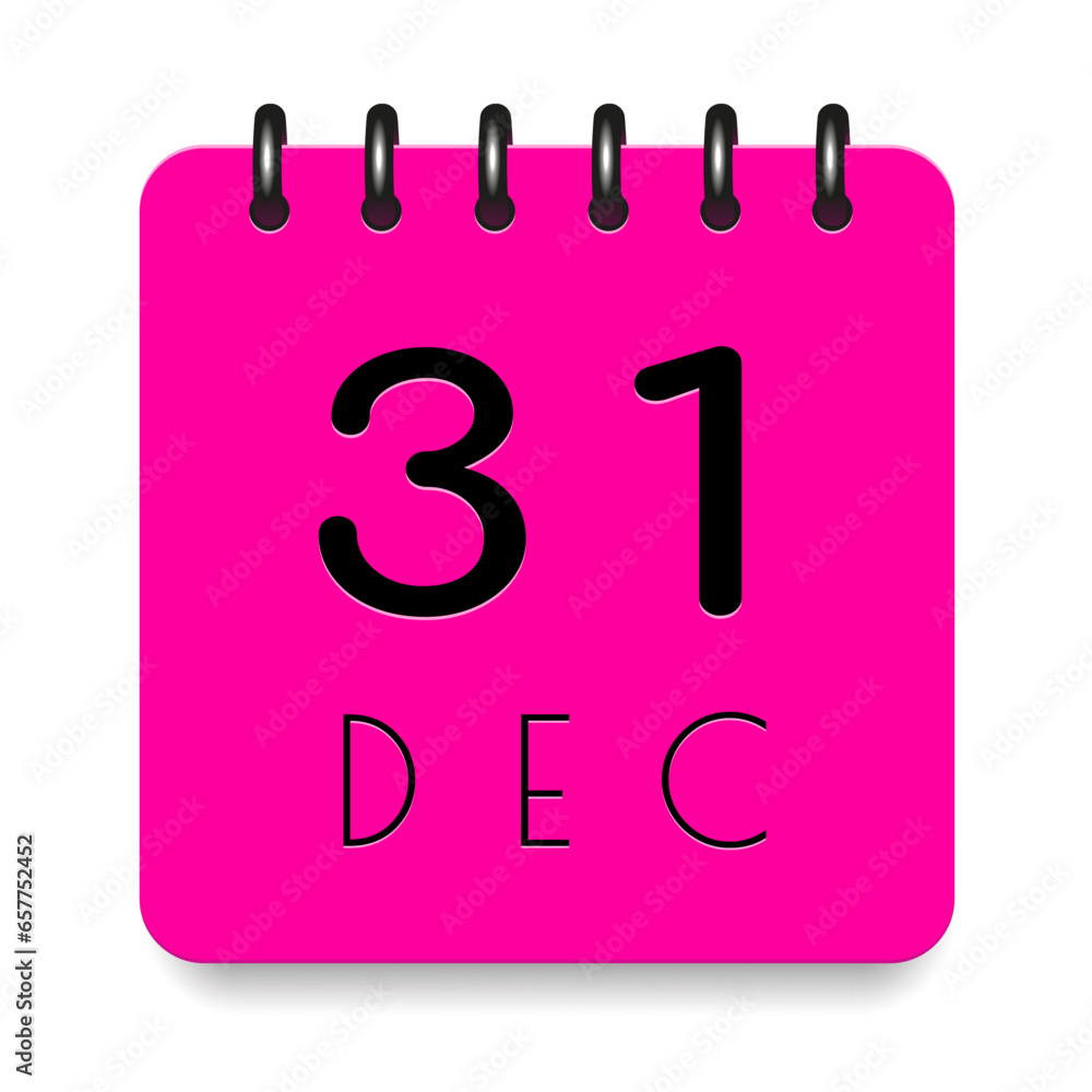 31 Day Of The Month December Pink Calendar Daily Icon Black Letters 31-day-of-the-month-december-pink-calendar-daily-icon-black-letters