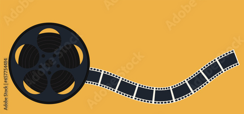 Vector background with vintage film reel. Movie and film design template. Vector illustration