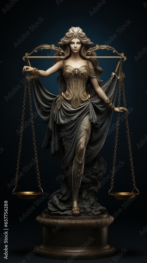 Zodiac sign Libra, beautiful woman with scales