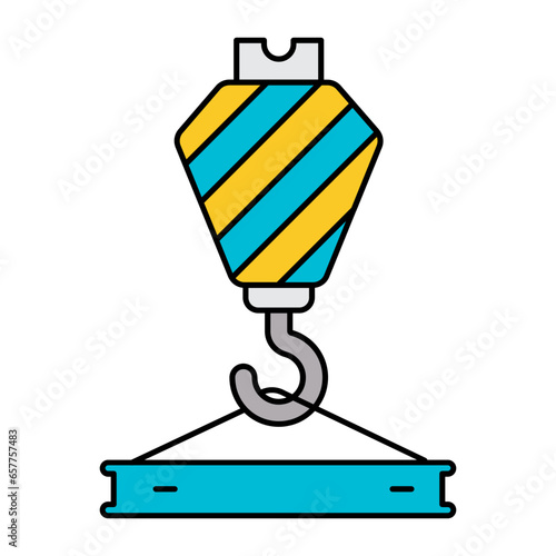 Clevis Rigging with Pulley vector color icon design, Handyman Services symbol, House Repairing sign, Civil Engineering and Building Contractor stock illustration, Overhead Crane Hook concept