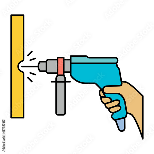 Hole Making Power Tool vector color icon design, Handyman Services symbol, House Repairing sign, Civil Engineering and Building Contractor stock illustration, Cordless Drills with handle concept