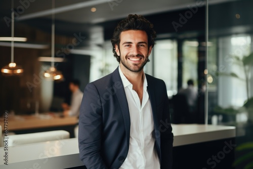 Portrait of a smiling young businessman posing in a office