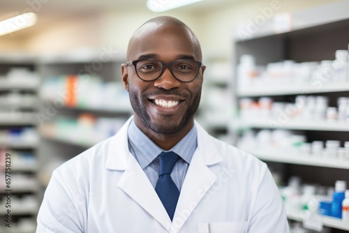Portrait of a middle aged man working in a pharmacy