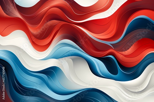 A vibrant patriotic background with wavy red, white, and blue colors