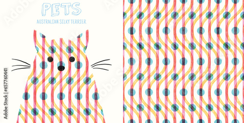 Pet portrait. Handdrawn geometric pattern, poster. Abstract dog head
