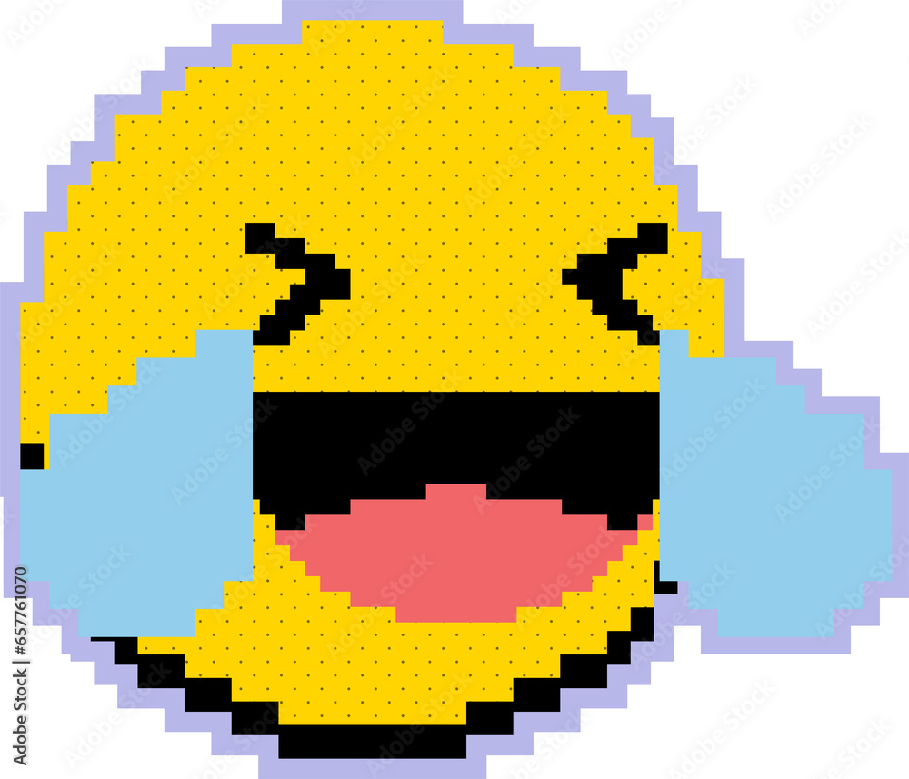laugh face emoticon pixel art