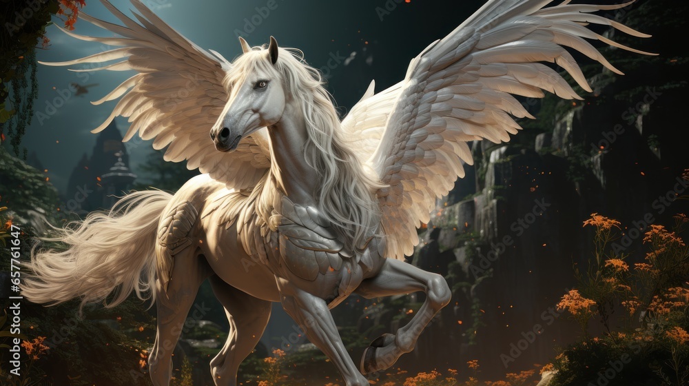 Graceful winged mule in anime style. Graceful winged mule in anime style.