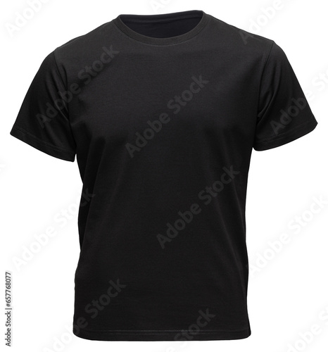 Plain black cotton tshirt on a mannequin isolated
