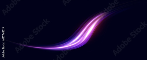 Neon speed lines. Dynamic light motion traces. Light trace wave, trace line.	