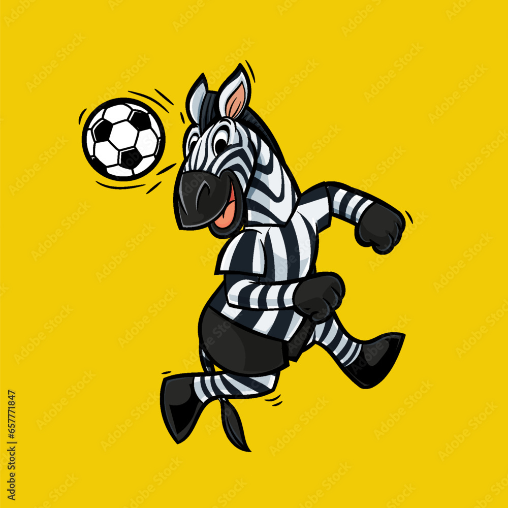Zebra football mascot plays in header action Zebra football mascot plays in header action