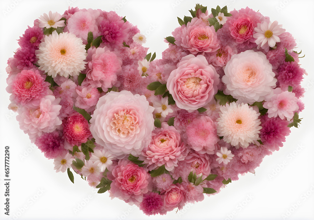 Floral hear rose pink. Generative Ai Floral hear rose pink. Generative Ai