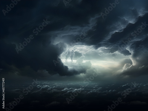 Big storm in the sky  sky background with cumulonimbus clouds  lightning and rain  bad weather  hurricane  sky with grey clouds  dark clouds