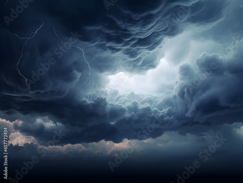 Big storm in the sky, sky background with cumulonimbus clouds, lightning and rain, bad weather, hurricane, sky with grey clouds, dark clouds