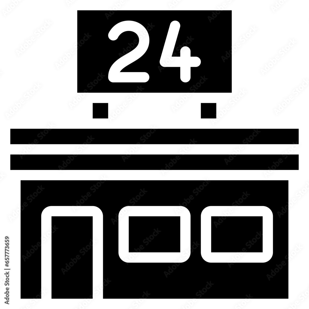24 Hour Convenient Store Icon 24 Hour Convenient Store Icon