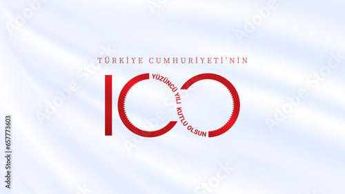 29 Ekim Cumhuriyet Bayrami kutlu olsun, Republic Day in Turkey. Translation: Happy 100th anniversary of the Republic of Turkey. Vector illustration, poster, celebration card, graphic, post and story.
