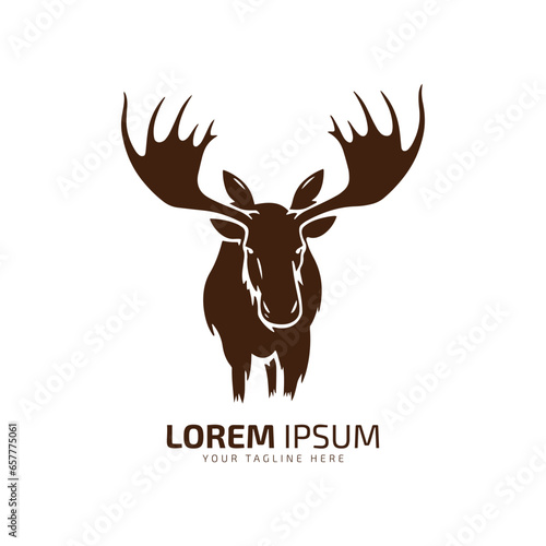 minimal and abstract moose logo fur icon deer silhouette vector isolated design