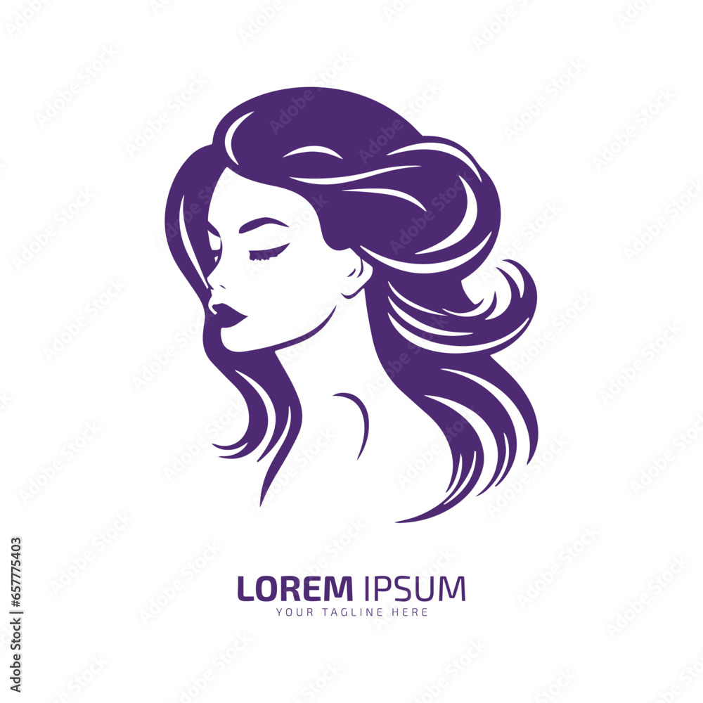 Minimalist Artistry Graceful Girl Face logo icon silhouette vector isolated design