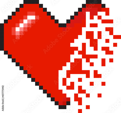 cracked Broken Heart heart pixel art illustration