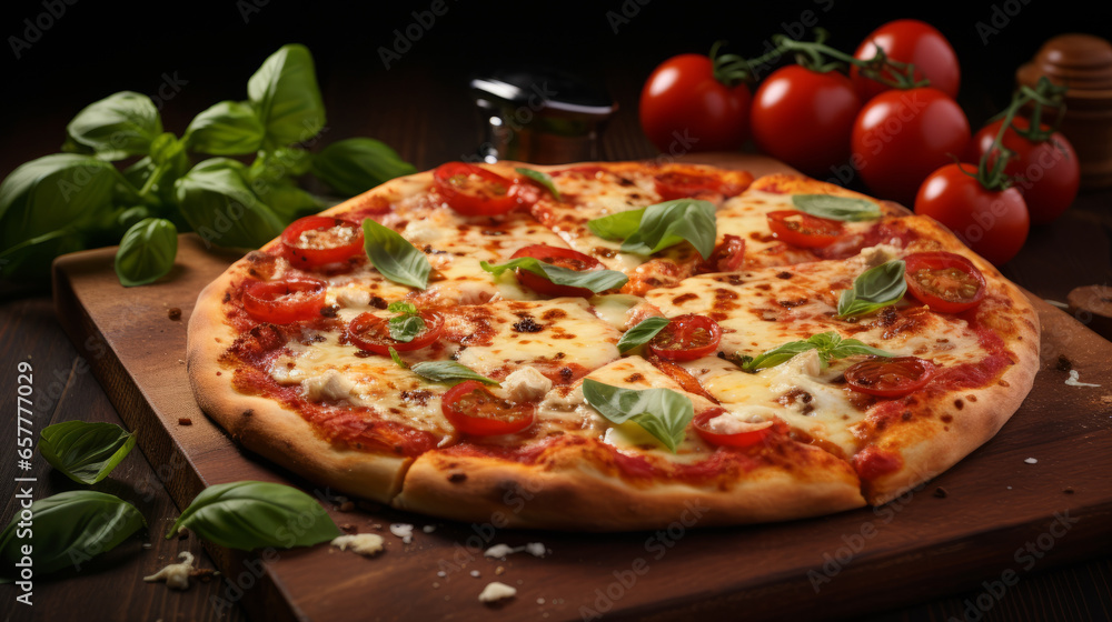 pizza with tomato and basil