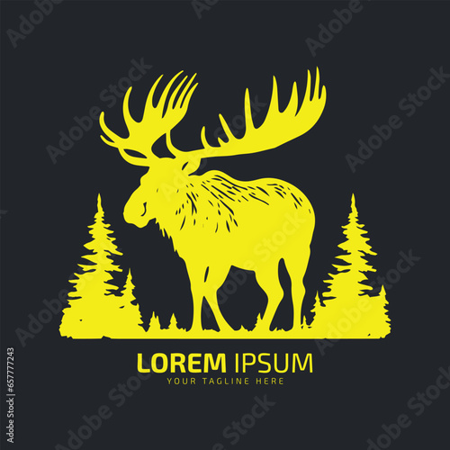 moose logo fur icon deer silhouette vector isolated design yellow moose