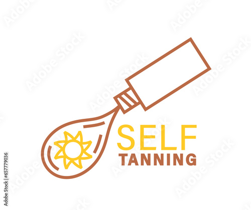 Self-tanning symbol, logo element. Home beauty treatment idea