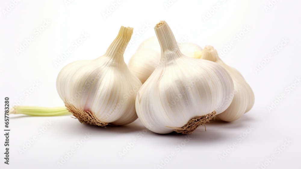 healthy Garlic on isolated White, copy space