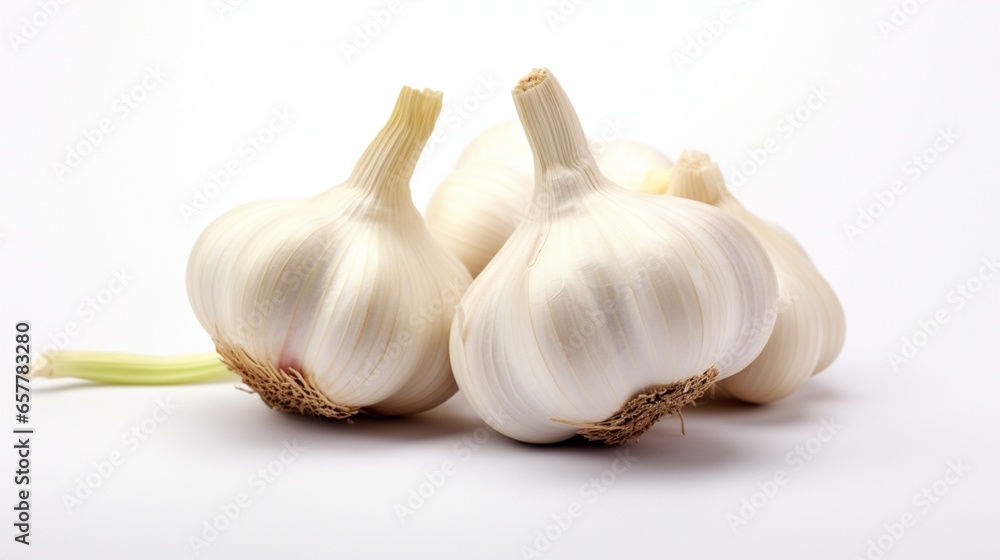 healthy Garlic on isolated White, copy space healthy Garlic on isolated White, copy space