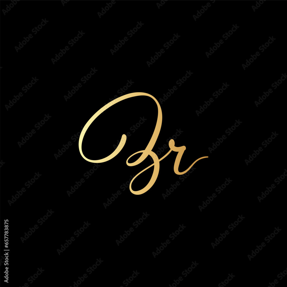 Handwritten Br letter logo with gold color on black background Handwritten Br letter logo with gold color on black background