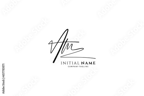 AM Initial letter handwriting and signature logo. concept handwriting initial logo with template element.
