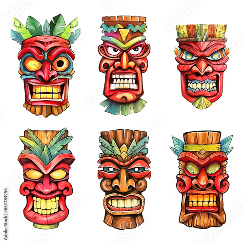 Tiki masc ilustration watercolor paint photo