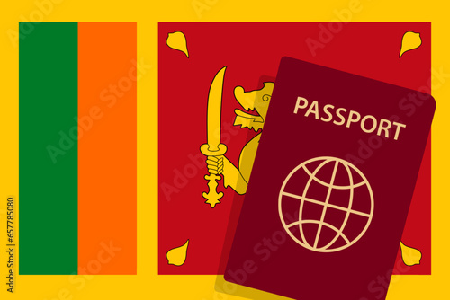 Sri Lanka Passport. Sri Lanka Flag Background. Vector illustration
