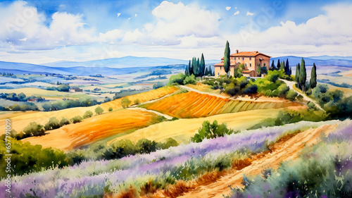 beautiful tuscany landscape with vineyards in italy