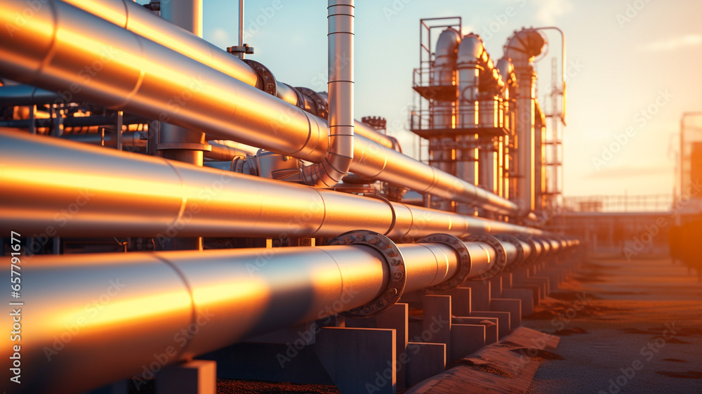 oil and gas industry. oil refinery at the sunset.