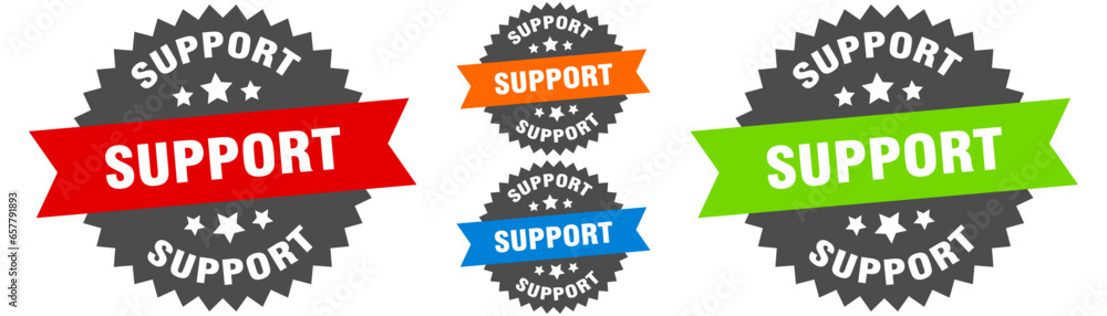 support sign. round ribbon label set. Seal support sign. round ribbon label set. Seal