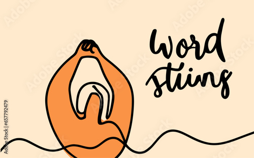 Continuous one line art body positivity Obesity, eating disorders, mental health but in a positive mood