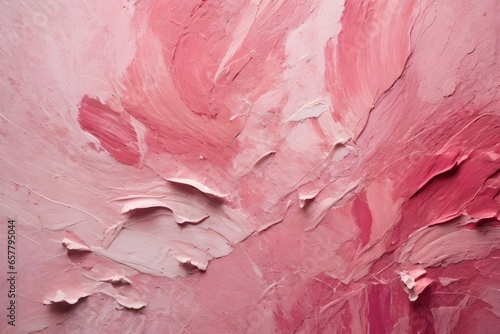 Closeup of abstract white and pink texture background.. Oil, acrylic brushstroke, pallet knife paint on canvas (Generative Ai)