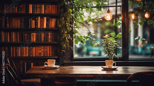 coffee and books in cafe, original photoset photo