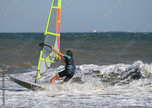 Windsurfing in the Black Sea, Russia.