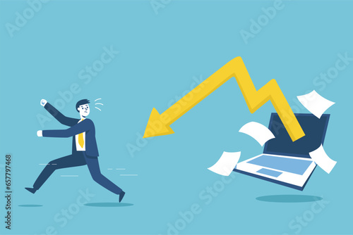 Business investors trying to escape the stock market plunge from the stock market in crisis. panic from the epidemic