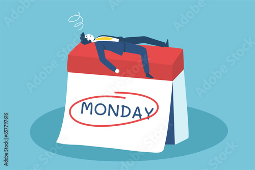 Businessman stressed and exhausted concept in monday.