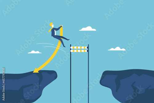 Businessmen overcome company obstacles resulting in success in the company's business.