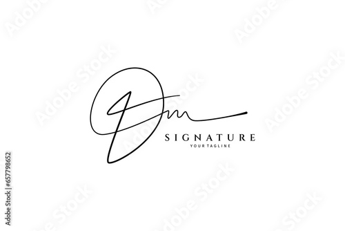 Dm letter logo with signature lettering design style