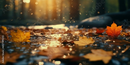autumn fall leaves background cinematic © Young