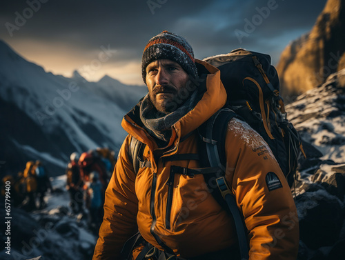man at the base camp of mountain